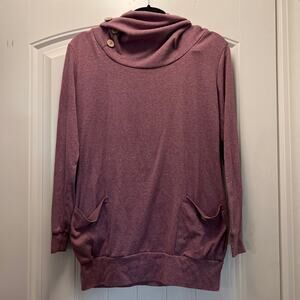 Levaca Women’s Button Cowl‎ Neck Long Sleeve Jersey Pullover Top Size M Pink